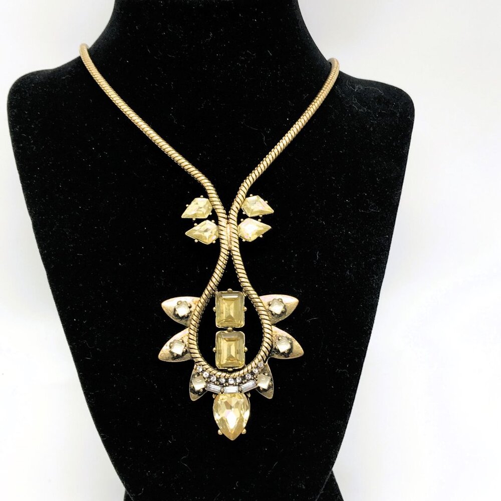 Stella & Dot Art Deco Style Necklace Vintage Statement Rhinestones Elegant